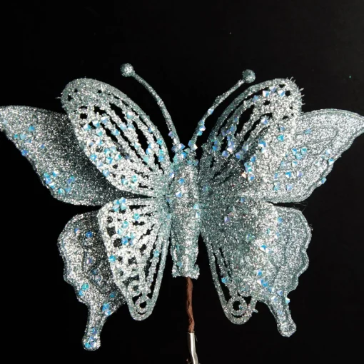 Light Blue Glitter Butterfly Clip Sale