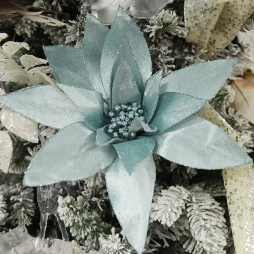 Light Blue Lily Flower Stem with Glitter Trim Shop