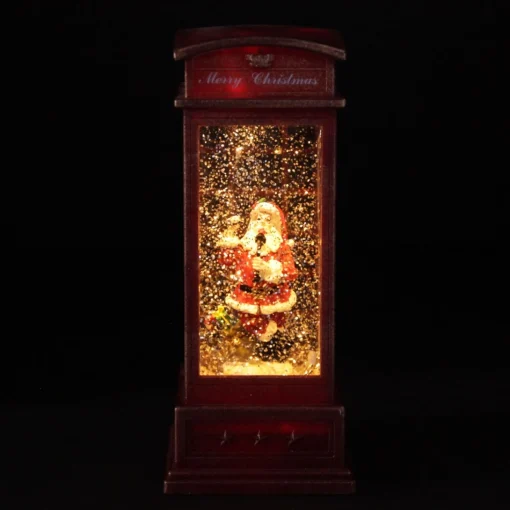 Light Up Musical Telephone Booth with Santa Christmas Ornament Fashion