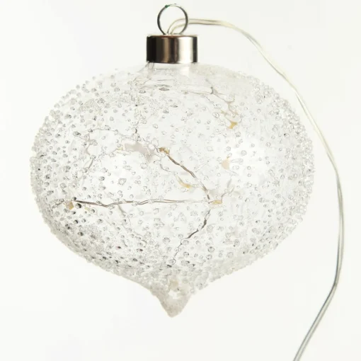 Lightup Clear Glass Glitter Bauble Sale