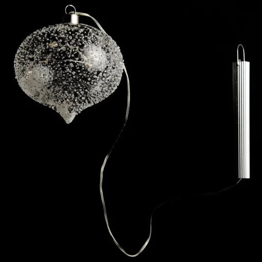 Lightup Clear Glass Glitter Bauble Sale