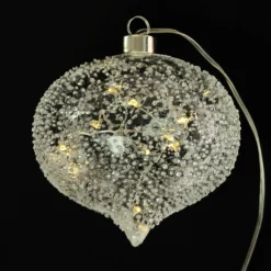 Lightup Clear Glass Glitter Bauble Sale