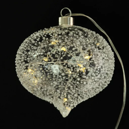 Lightup Clear Glass Glitter Bauble Sale