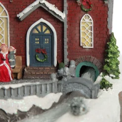 Lightup Musical Large Red Winter House Christmas Ornament Clearance