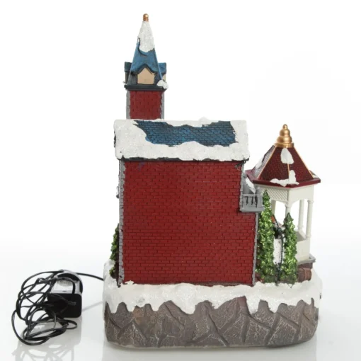Lightup Musical Large Red Winter House Christmas Ornament Clearance