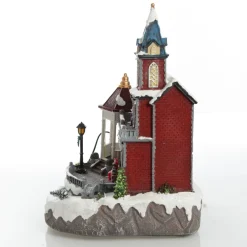 Lightup Musical Large Red Winter House Christmas Ornament Clearance
