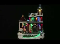 Lightup Musical Large Red Winter House Christmas Ornament Clearance