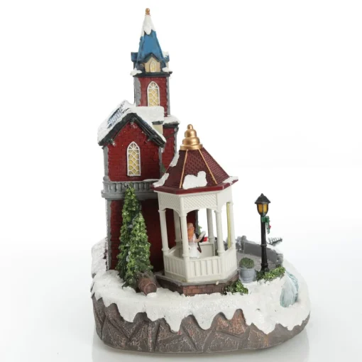 Lightup Musical Large Red Winter House Christmas Ornament Clearance