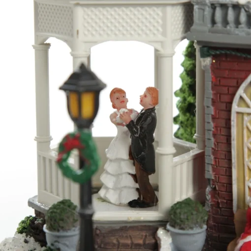 Lightup Musical Large Red Winter House Christmas Ornament Clearance