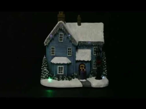 Lightup Musical Snowcapped Blue House Christmas Ornament Best Sale