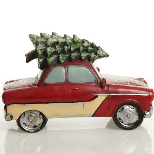 Lightup Santa in Car with Christmas Tree on Roof Ornament Best