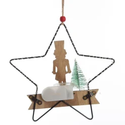 Lightup Wire Star Hanging Christmas Ornament with Nutcracker Drummer Hot