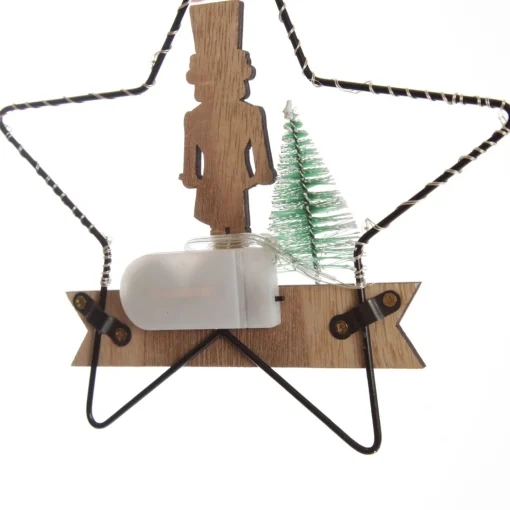 Lightup Wire Star Hanging Christmas Ornament with Nutcracker Drummer Hot