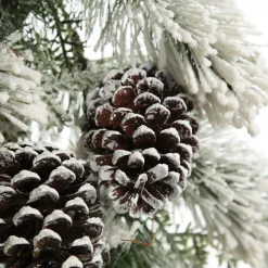 Lush Flocked Green Pine Christmas Garland with Pinecones Flash Sale