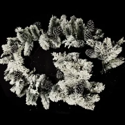 Lush Flocked Green Pine Christmas Garland with Pinecones Flash Sale