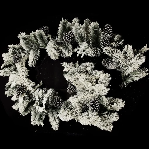 Lush Flocked Green Pine Christmas Garland with Pinecones Flash Sale