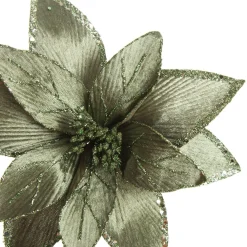 Lush Sage Poinsettia Flower Stem with Sequin Trim Fashion