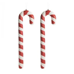 Medium Glitter Candy Cane Decorations - Set of 2 Discount