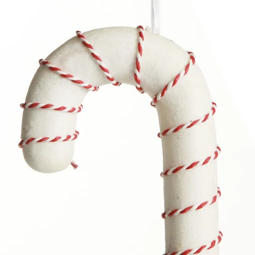 Medium Glitter with Braid and Twine Candy Cane Christmas Decoration - Set of 2 Clearance