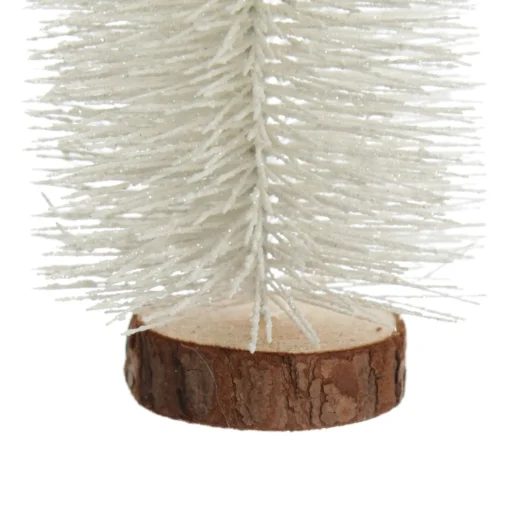 Medium White Bottle Brush Christmas Tree on Wooden Base Cheap