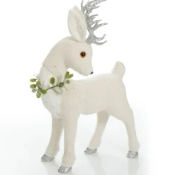 Medium White Sisal Standing Deer with Silver Glitter Antlers Shop