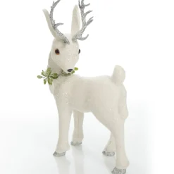 Medium White Sisal Standing Deer with Silver Glitter Antlers Shop