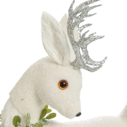 Medium White Sisal Standing Deer with Silver Glitter Antlers Shop