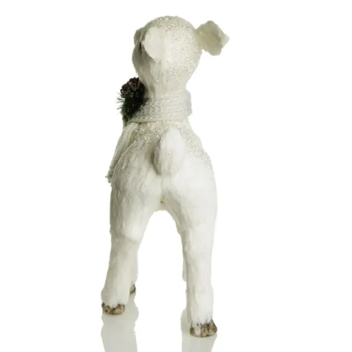 Medium White Sisal Standing Deer with White Glitter Highlights Hot