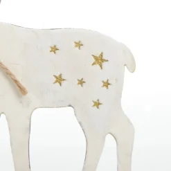 Medium White Wood Deers with Gold Glitter Ornaments -Set of 2 Sale