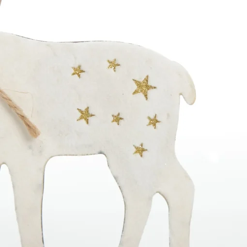 Medium White Wood Deers with Gold Glitter Ornaments -Set of 2 Sale