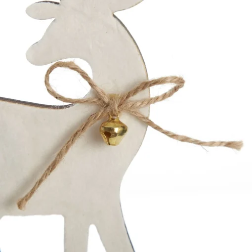 Medium White Wood Deers with Gold Glitter Ornaments -Set of 2 Sale