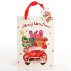 Merry Christmas Gift Bag - Red Car with Presents Best