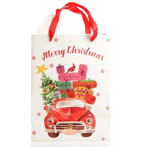 Merry Christmas Gift Bag - Red Car with Presents Best