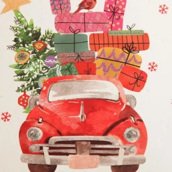 Merry Christmas Gift Bag - Red Car with Presents Best