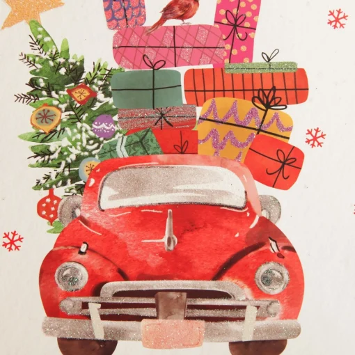 Merry Christmas Gift Bag - Red Car with Presents Best