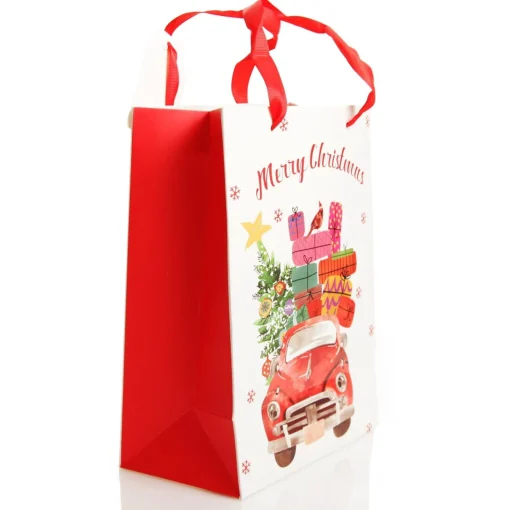 Merry Christmas Gift Bag - Red Car with Presents Best