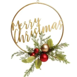 Merry Christmas Metal Hoop wth Florals Cheap