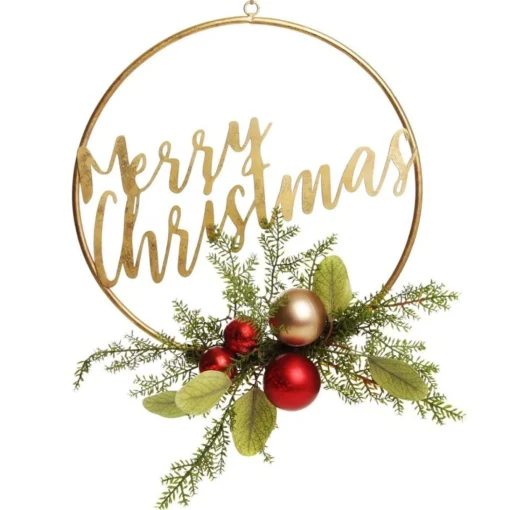 Merry Christmas Metal Hoop wth Florals Cheap