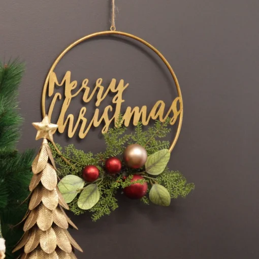 Merry Christmas Metal Hoop wth Florals Cheap