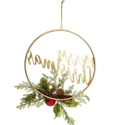 Merry Christmas Metal Hoop wth Florals Cheap