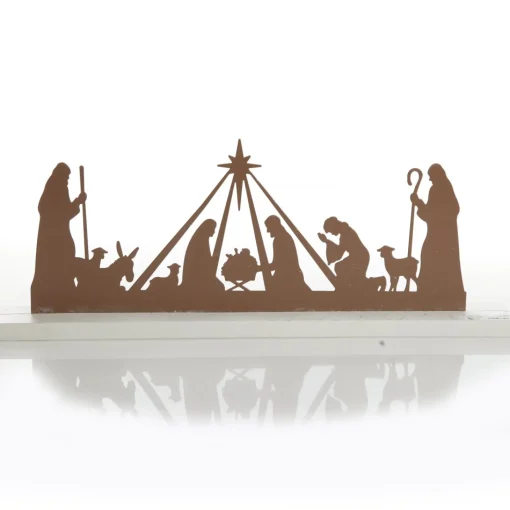 Metal Cutout Nativity Scene Ornament New