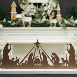 Metal Cutout Nativity Scene Ornament New