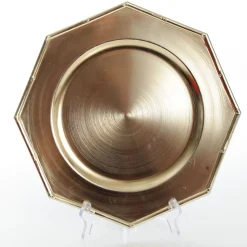 Metallic Gold Christmas Charger Plate with Bamboo Pattern Trim Store