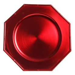 Metallic Red Christmas Charger Plate with Bamboo Pattern Trim Clearance