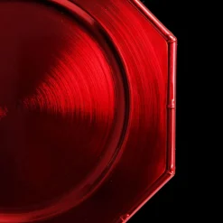 Metallic Red Christmas Charger Plate with Bamboo Pattern Trim Clearance