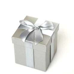 Metallic Silver Gift Box With Personalised Gift Tag Fashion