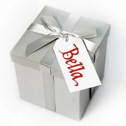 Metallic Silver Gift Box With Personalised Gift Tag Fashion