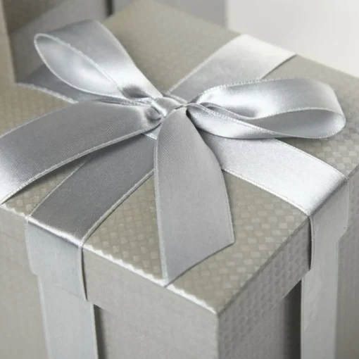 Metallic Silver Gift Box With Personalised Gift Tag Fashion