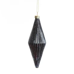Midnight Blue Ribbed Teardrop Christmas Bauble Sale