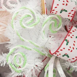 Mint and White Chenille Stick Candy Cane Christmas Pick Cheap